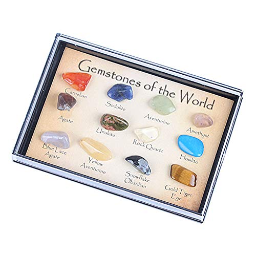 Hiraith Calendrier de l'avent Cristal de Guérison 2021, 12 Sortes d'échantillons de Minerai Rares, Guérison Cristal Agate Gemstone, Stockage Pierre Géographique Originale Cover