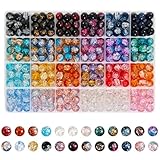 10mm 432 Stück Natürliche Edelstein Perlen für Armbänder Erwachsene Glasperlen zum Auffädeln Armbänder-Set Selber Machen Runde Perlenset Bunte Set Schmuck Bastelperlen Edelsteinperlen Schmuckperlen