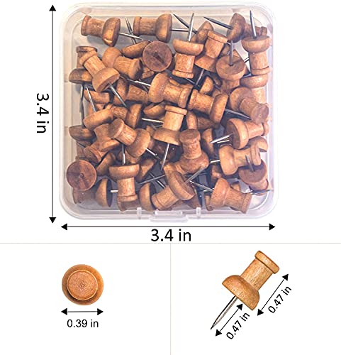 image for UpdateClassic Wooden Push Pins, Walnut, Wood Thumb Tacks Decorative fo