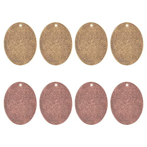 PandaHall 40pcs 2 Colors Brass Blank Stamping Tag Pendants, Oval Metal Stamps Tags for Earring Bracelet Pendant Jewelry Necklace DIY Craft Making(Red Copper, Antique Bronze)