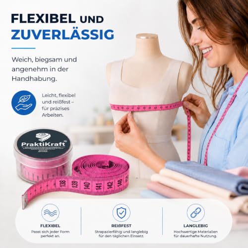 Miniatura 5 de Cinta Métrica De 150 Cm 2 En 1 Cm Cinta Métrica De Costura En Caja De Almacenamiento Para Escalar Y Medir Rosa