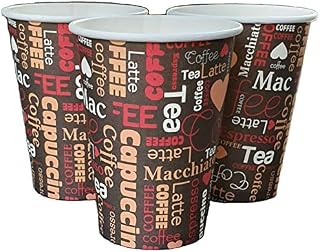 HOT BARGAINS 100 X 12oz Disposable Coffee Cups Paper Cups for Hot and Cold Drinks Cappuccino Latte Tea Coffee Printed