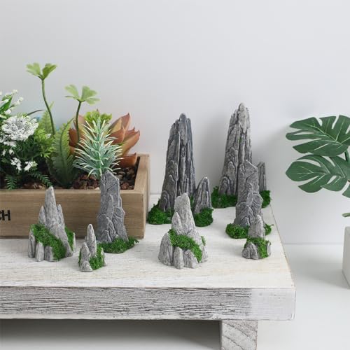 Image of BESPORTBLE 8Pcs Miniature Rockery Decor Simulated Rockery Ornament for Mini Terrarium Decor Bonsai Micro Landscape Ornament Japanese Garden Pot Plant and Moss Landscape