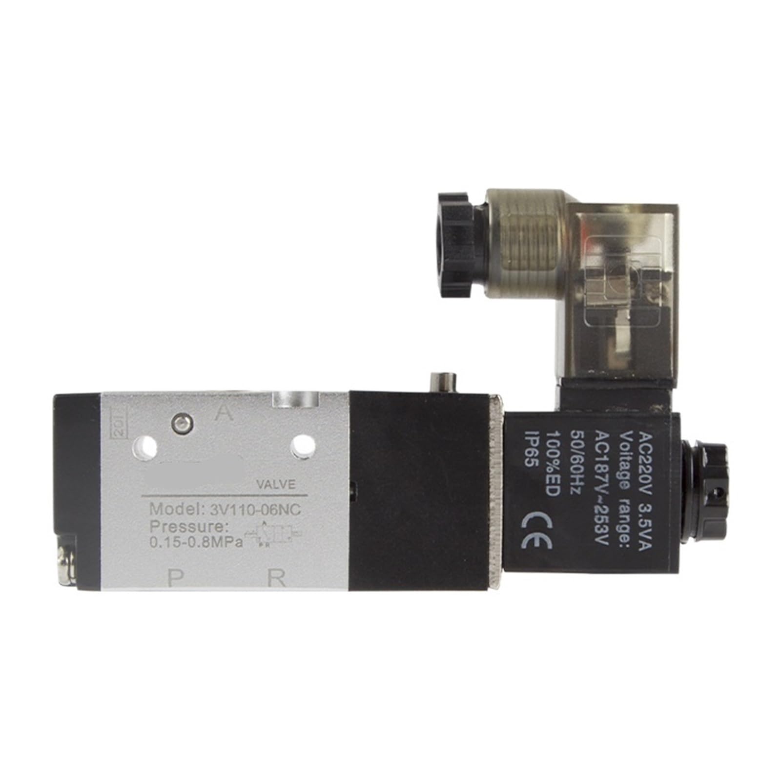 3V110-06 NO NC válvula solenoide válvula de Control de Aire neumática de Tres vías válvula solenoide de Gas eléctrica Cuerpo de válvula de Aluminio CA 110 V 220 V(3V110-06 NO 4mm,AC 110V)