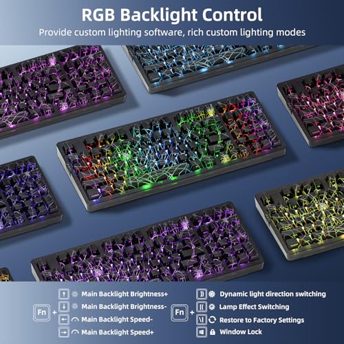 Image of ZORNHER ZH980 Mechanical Keyboard Wireless,95% Creamy Keyboard with Number Pad,Gaming Keyboard with Number Pad,Shine Through Spider Web PC,Creamy Sounding Linear Switches,Full Size