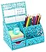 EasyPAG Pen Holder Desk Organizer with Drawer Pencil Cup for Desk 6 Compartments Metal Office Caddy Storage with Sticky Notes Holder for School Home Office, Dark Teal