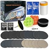 38 Stück Scheinwerfer Aufbereitung Set, Scheinwerfer Polierset Kit zur Wiederherstellung Stumpfer Verblasster Scheinwerfer mit Adapter & 24 Schleifscheiben