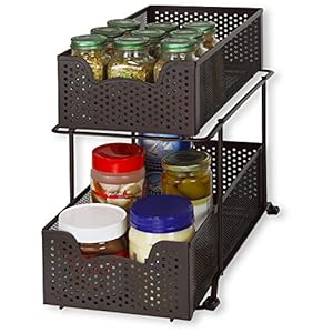 SimpleHouseware 2 Tier Pull Out Cabinet Organizer Drawer for Under Sink, Kitchen and Bathroom, Bronze