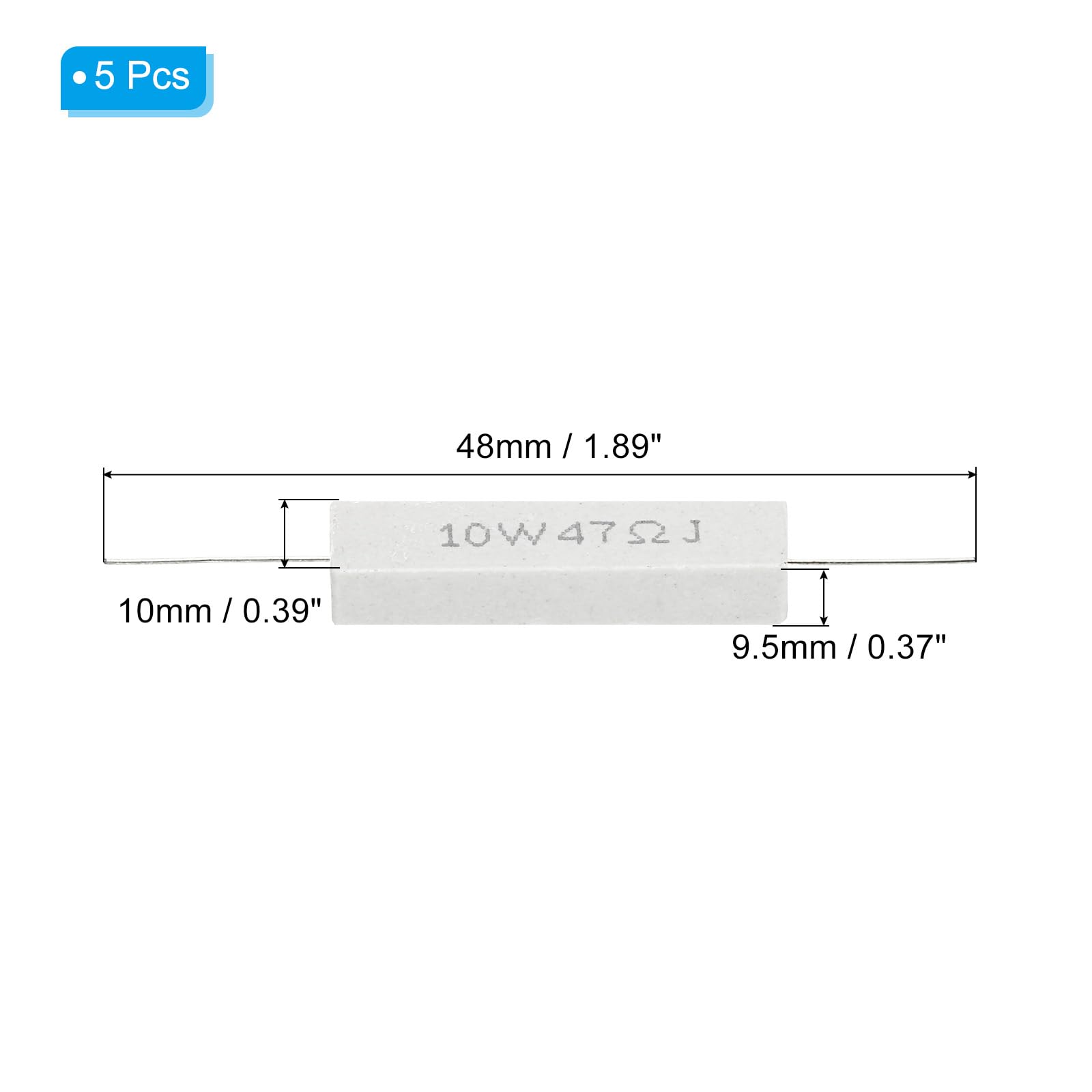 PATIKIL 5er-Set 47 Ohm Zementwiderstände – 10 W, ±5% Toleranz, Keramikgehäuse, Für Audio, TV, Netzadapter, PCBs & Industrie