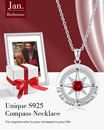 S925 Necklace Gift for Wife |Compass Jewelry |Women Anniversary |Sterling Silver |Girlfriend Birthday Gifts for Her Valentines |I'd be Lost without You |Jewel 18K Gold3