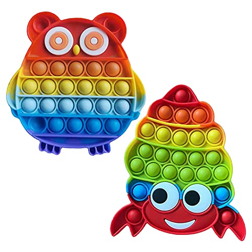 ランクチュアリー プッシュポップ ストレス発散 知育玩具 2個セット カラフル 大人 子供 おもちゃ セットL フクロウ ヤドカリ