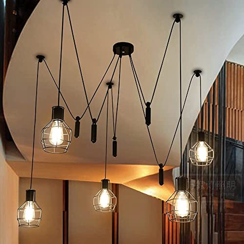 Lustre industriel E27 suspension cage oiseaux vintage réglable