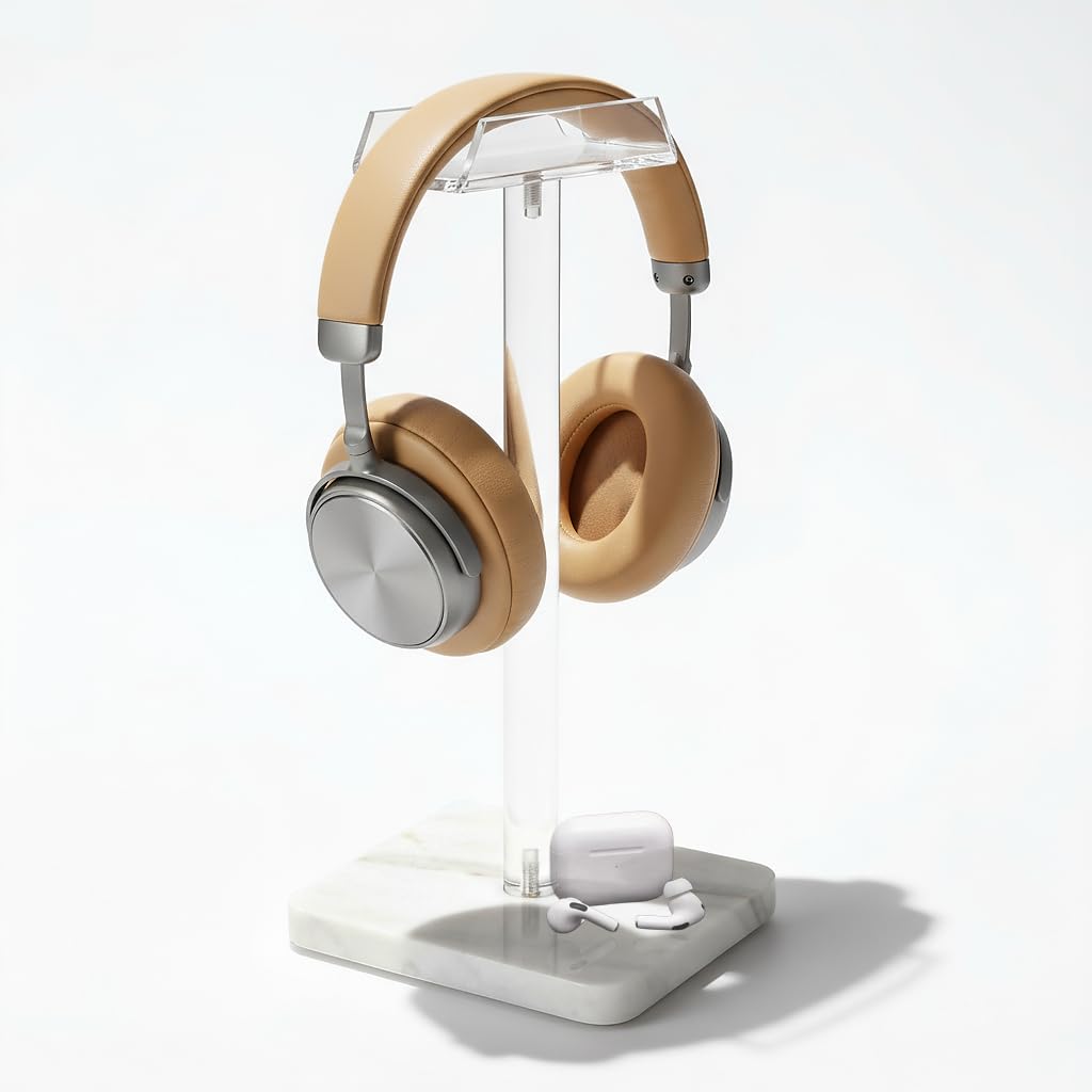 Acrylic Marble Headset Headphone Holders for Office Gaming Station