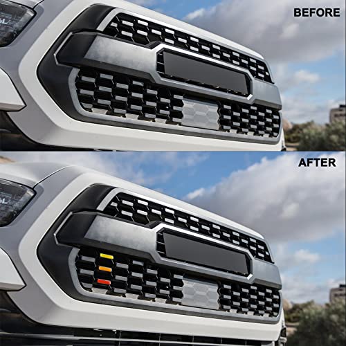 Image of Boigoo 3-Color Stripe Grille Emblem Badge Sticker Yellow /Orange /Red