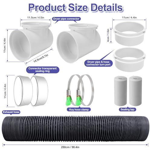 Dryer Vent Hose For Tight Space,Indoor Dryer Vent, Dryer Hose Vent Kit,90 Degree Dryer Vent Elbow,Dryer Vent Connector Kit,Dryer Vent Duct, Dryer Vent Adapter, Dryer Vent Vacuum Hose Attachment by Nightyling - Used condition - Image 7