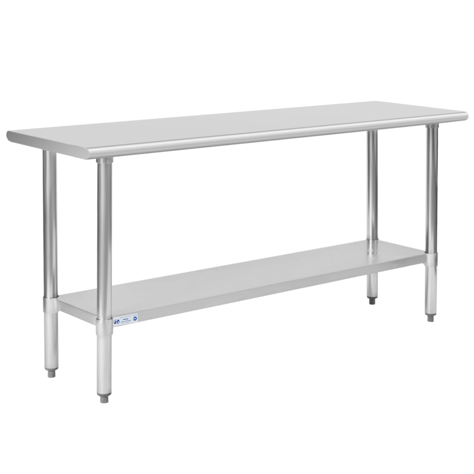 HALLY Stainless Steel Table for Prep & Work 18 x 72 Inches, NSF Commercial Heavy Duty Table with Undershelf and Galvanized Legs for Restaurant, Home and Hotel