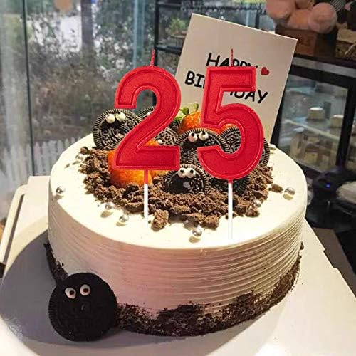 Miniatura 3 de Velas de cumpleaños de 2.76 pulgadas con purpurina color rojo número 5, decoración para aniversario de boda, celebración de fiesta (rojo número 5)