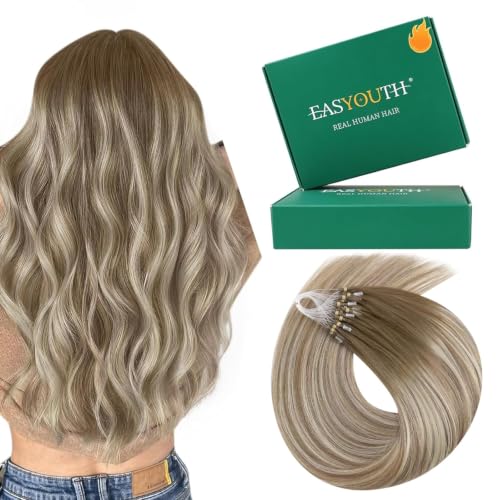 Image of Easyouth 24 Inch Micro Link Hair Extensions Ombre, for Long Straight Hair