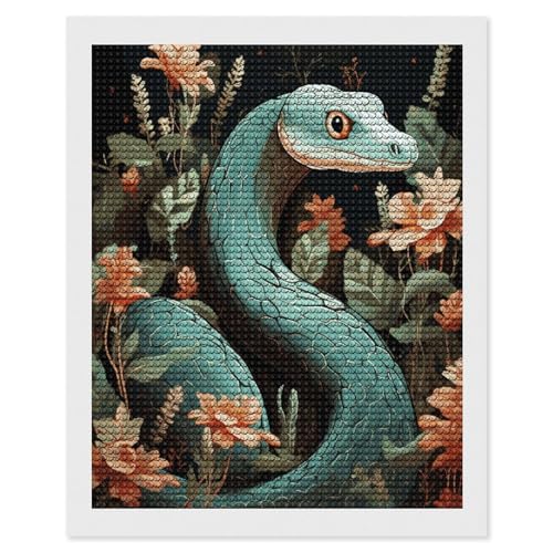 Peinture diamant serpent et fleur FodPand pour art-thérapie et détente