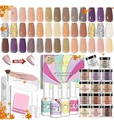 Saviland 31pcs Dip Nails Powder Starter Kit - 20 Nudes Fall Nails Colors Dip Powder, 15ml Dip Pow...