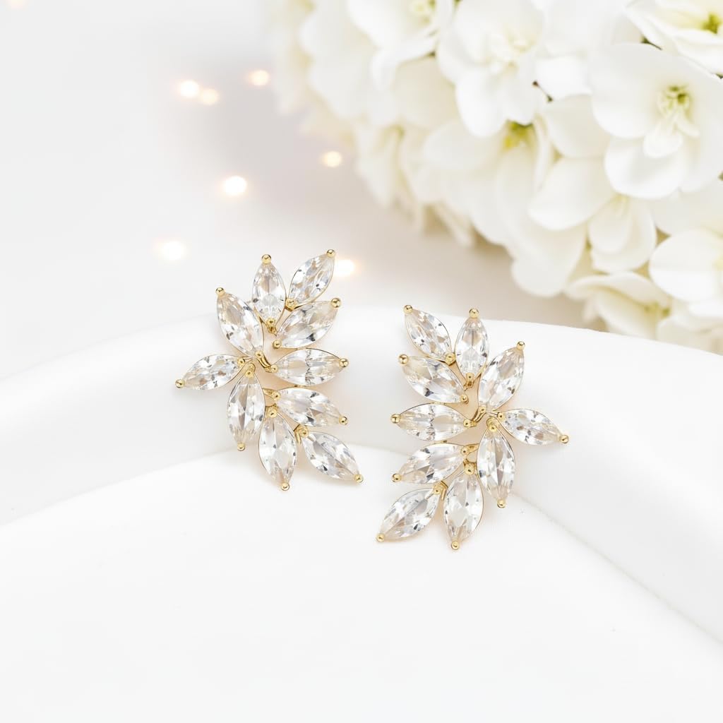 Bridal Marquise Cubic Zirconia Earrings Rhinestone Cluster Drop Earrings for Women Wedding Jewelry image 5