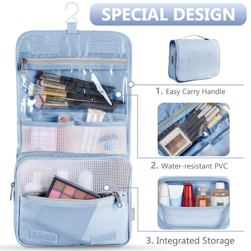 Image of 8 Set Packing Cubes for Travel, Gifts for Women Mom,Anti-Tearing Suitcase Organizer for Luggage with Shoe & Hanging Toiletry Bag,OlarHike Vacation Essentials & Accessories for Cruise Ship,Blue