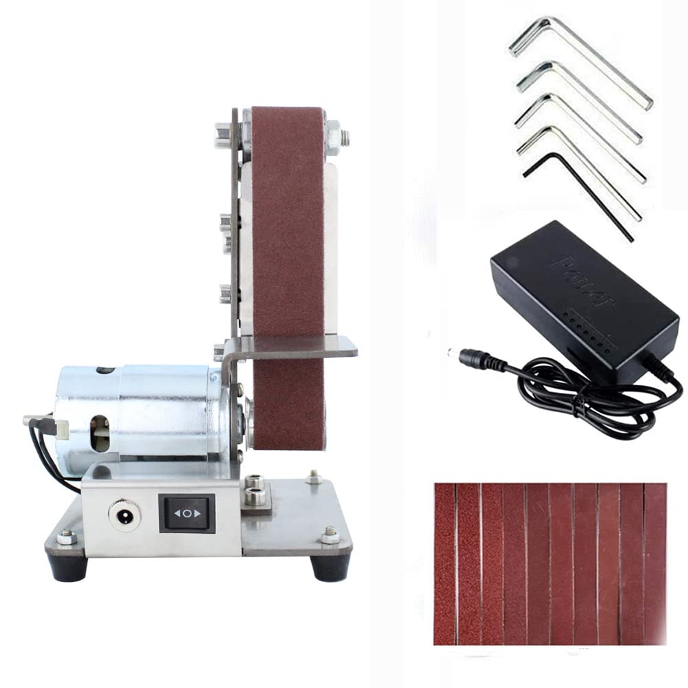 Mini lijadora de Banda, Amoladora de Escritorio, afilador de Bordes DIY, máquina de pulir, Cortador de Pulido eléctrico Ajustable, Motor 795