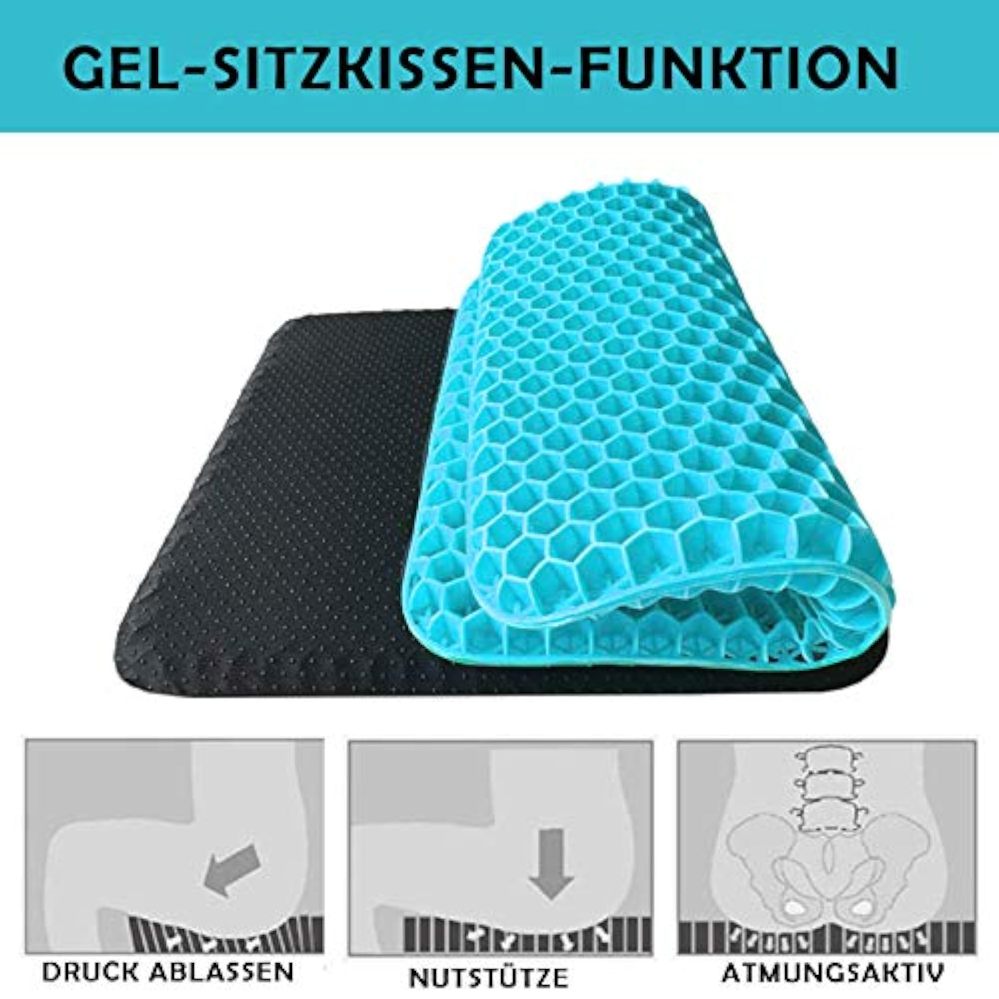Thick Gel Seat Cushion with Non-Slip Cover