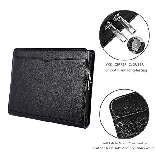 Capa de couro profissional para portfólio de negócios, 3 anéis, organizador de documentos de negócio