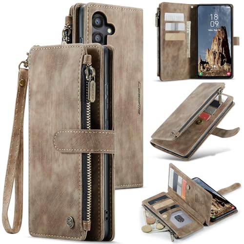 Coque Samsung Galaxy A35 5G fait à la main en cuir PU brun aspect vintage chic