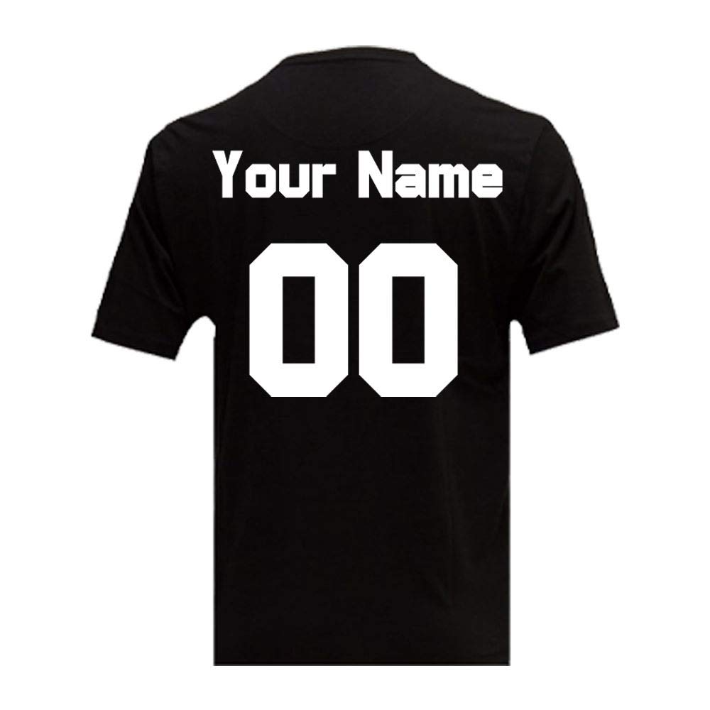 All Things Personalised Men's Black Personalised Football T-Shirt, Various Sizes And Colours Available, Personalise With Any Name And Number (, Small)