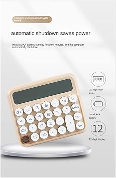 12 Digits Desktop LCD Display Calculator Button Financial Calculator Beige