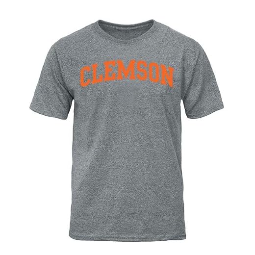 Ivysport Clemson University Tigers Short Sleeve Adult Unisex T-Shirt, Classic, Charcoal Grey, Large