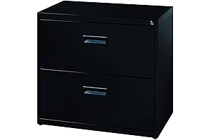 Hirsh SOHO 2 Drawer Lateral File Cabinet in Black, Fully Assembled: Enhanced Space-Saving Storage Solution