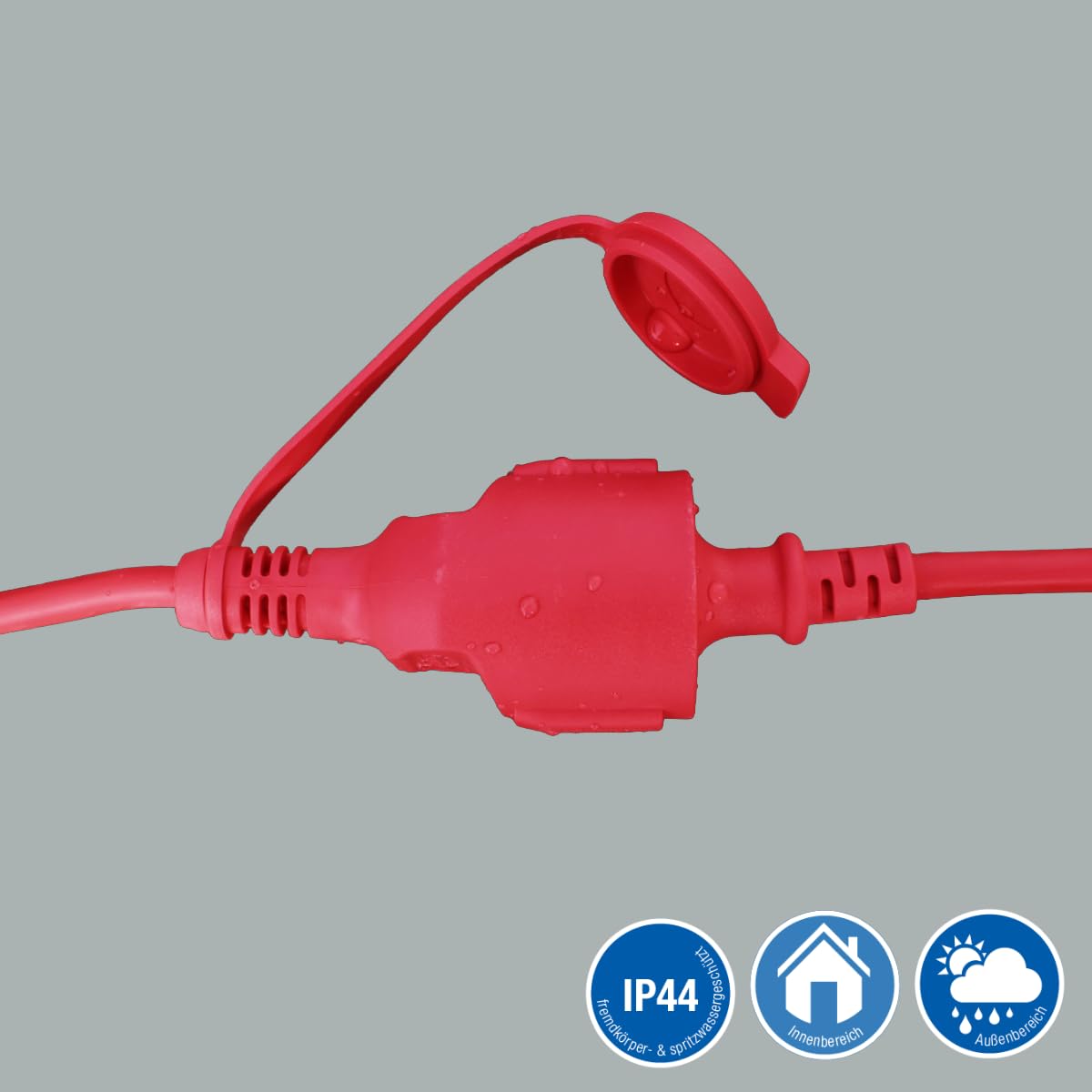 as - Schwabe alargador de Cables 40 m H07RN-F 3G1,5 - Cable de extensión 230 V / 16 A / 3.500 W - con Tapa de protección - Resistente al Polvo y a Las Salpicaduras IP44 - Rojo, 60374