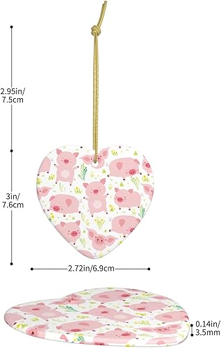 Miniatura 2 de Lazy Pig - Adornos de Navidad personalizados para colgar en decoraciones de árbol de Navidad de cerámica, adornos de Navidad, Navidad, al aire