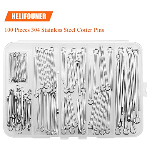 Helifouner 100 Pieces 304 Stainless Steel Cotter Pin Assortment Kit #TOP3