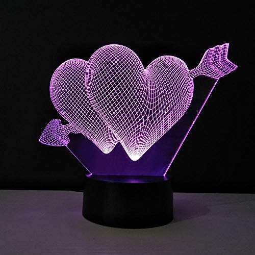 Lampe Illusion 3D Led Veilleuse Saint-Valentin Coeur Coeur Veilleuse Acrylique Lampe De Table Led Bulbing Chambre Lampen Chevet Lampe Enfant Éclairage Coeurs D'Amour Lamba
