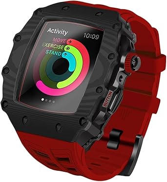 zedevb carbon fiber luxury case for apple watch band 45mm series 7 stainless steel for iwatch series 6 5 4 se 44mm diy modification kit