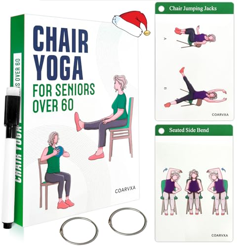 COARVXA Chair Yoga Workouts for Elderly-58 Exercise Cards with Chair