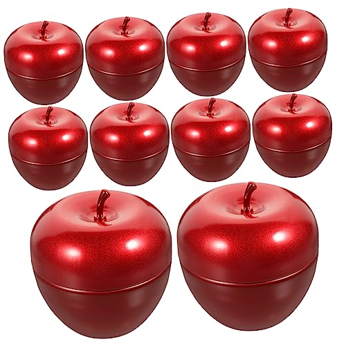 COOPHYA 10 Piezas Tanque De Almacenamiento En Forma De Manzana Contenedor De Manzana En Forma De Manzana Contenedor De Manzana En Forma De Manzana Lata De Manzana Con Tapa Soporte Para