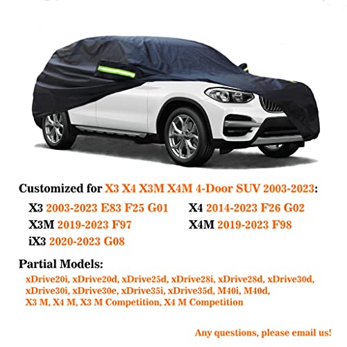 Image of Upgraded Car Cover Compatible with BMW X4(2014-2026) X3(2003-2026) SUV, Waterproof Snow Rain Sun Cover with Cotton Lining, Outdoor Indoor All Weather Car Covers Car Protection for X3 X4 X3M X4M
