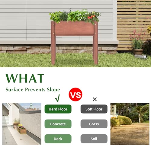 Image of SoliWood Set of 2 Raised Garden Bed with Legs, 31x16x31'', Outdoor Wood Elevated Planter Box, Thick Legs, w /Liner