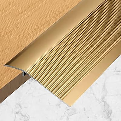 SAFEACET 4 inch Floor Transition Strip Wood to Tile, 36" Gold Aluminum Carpet to Tile Transition Strip, Interior Metal Thresholds for Doorways Vinyl Laminate…