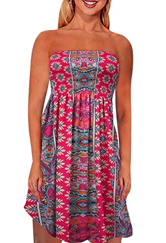 Image of Zyyfly Womens Summer Beach Dresses Strapless Cover Ups Dress Tube Top Sundresses