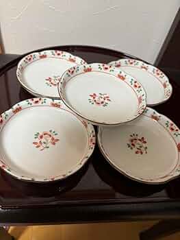 Amazon.co.jp: たち吉 花容 中皿揃 5枚 赤絵 金彩 輪花皿