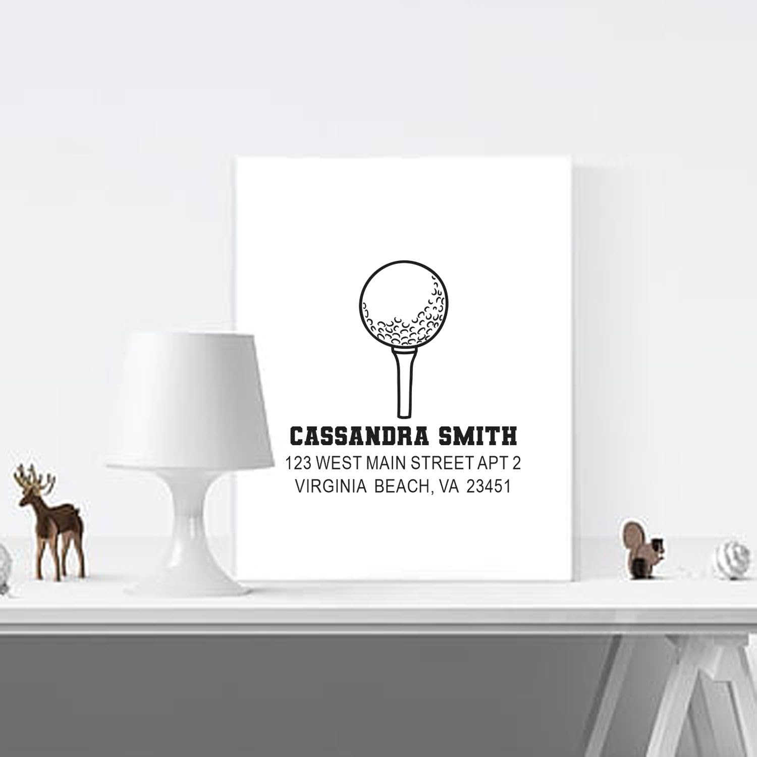 Golf Tee Wood Handle Address Stamp Custom Made - Custom Address Stamp