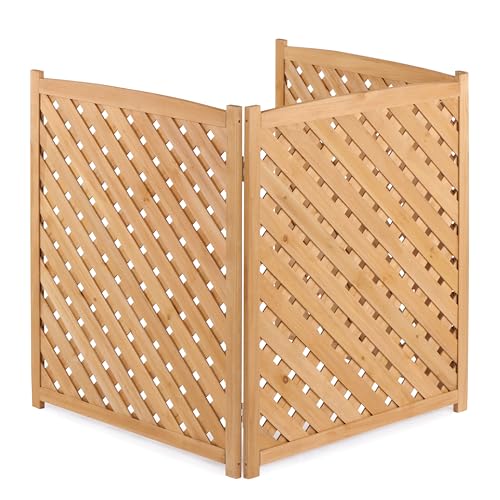 3-Panel Outdoor Air Conditioner Fence Screen, Outside Wood Privacy Fence,