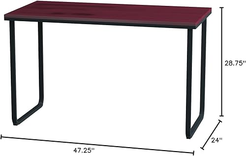 Miniatura 15 de Safco Productos Escritorio de mesa de diseño simple con base de trineo, patas blancas con tapa de haya (1943BHWH)