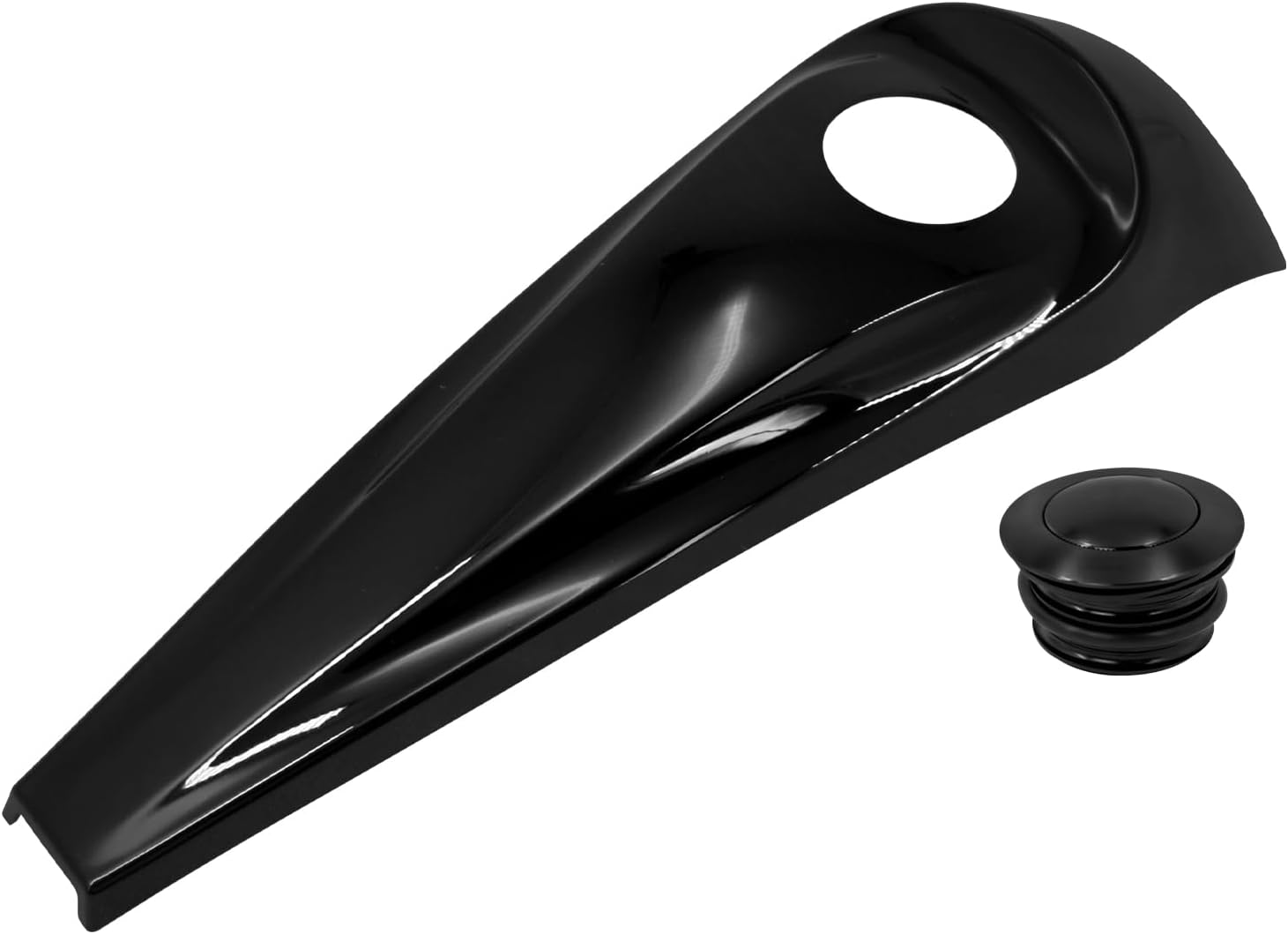 Motorcycle Smooth Dash Fuel Console with Pop Up Gas Tank Cap Covers Fit for Harley Touring Electra Glide FLHT Road Glide FLTRX Street Glide FLHX 2008-2024 (Black)